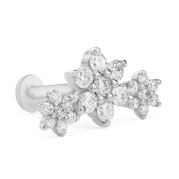 Flower Stud Earrings White Gold