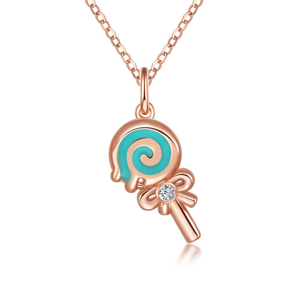 Blue Lollipop  Necklace 18K Yellow Gold