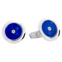 Plain Cufflinks Blue Lapis with Two Diamonds