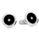 Plain Cufflinks Black Onyx with Two Diamonds