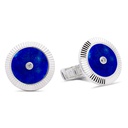 Lining Cufflinks Blue Lapis with Two Diamonds