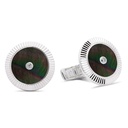 Lining Cufflinks Gray Mother Of Pearl with Two Diamonds  - 925 Sterling Silver