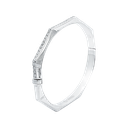 Arabesque Thick Bangle - Line Half Diamond White Gold