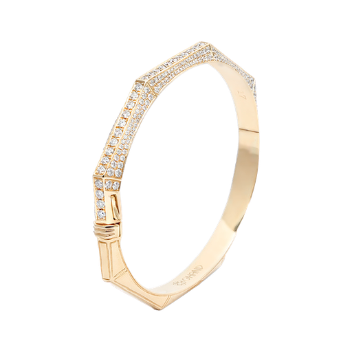 [GAC399Y] Arabesque Thick Bangle - Full Diamond Yellow Gold (S (15 cm))