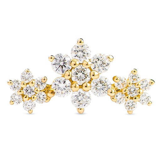 [GSE772Y] 3 Flower Stud Earrings Yellow Gold