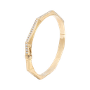 Arabesque Thick Bangle - Line Half Diamond Yellow Gold