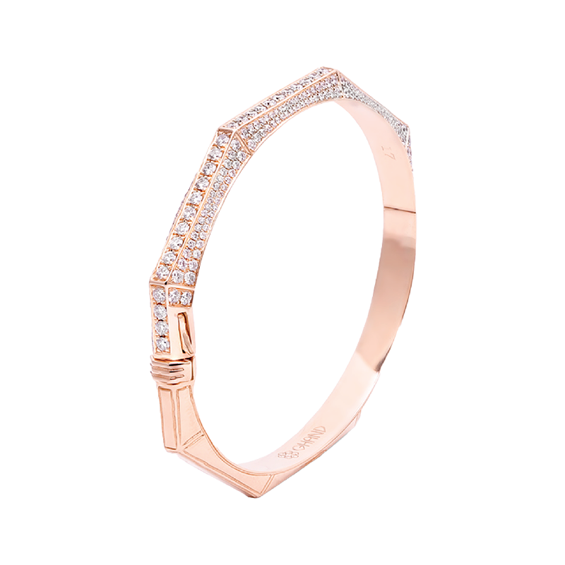Arabesque Thick Bangle - Full Diamond Rose Gold