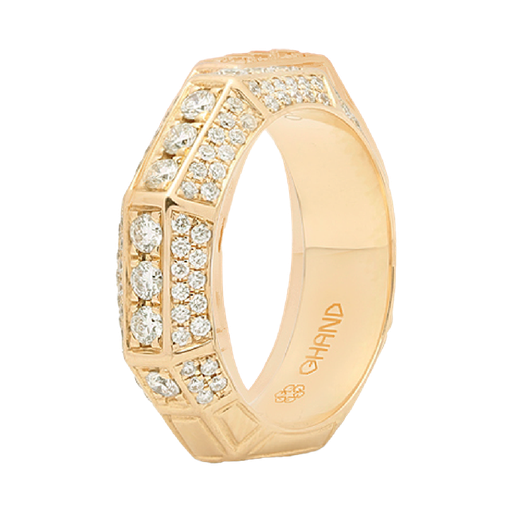 [GAC755Y] Arabesque Full Diamond Ring Thick Yellow Gold (EU 50 (US 5 ¼))