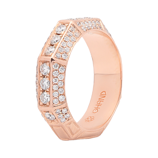 [GAC755P] Arabesque Full Diamond Line Ring Rose Gold Thick (EU 44 (US 3))
