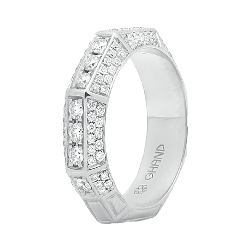 Arabesque Full Diamond Ring Thick White Gold