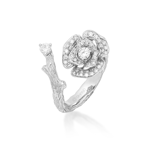 Lady Rose Open Ring White Gold