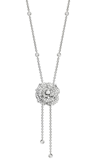 [GRC259W] Lady Rose Adjustable Necklace White Gold