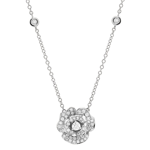 [GRC258W] Lady Rose Mini Necklace White Gold