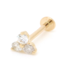 Three Diamonds Triangular Stud Earrings Yellow Gold