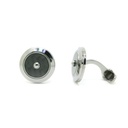 Plain Cufflinks Black Plated Silver with Carbon Fibre