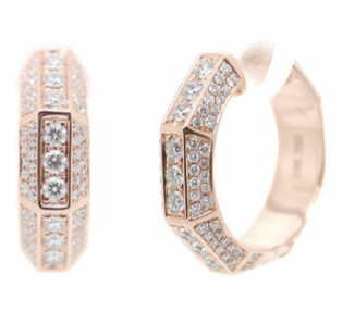 Arabesque Thick Full Diamond Earrings Rose Gold