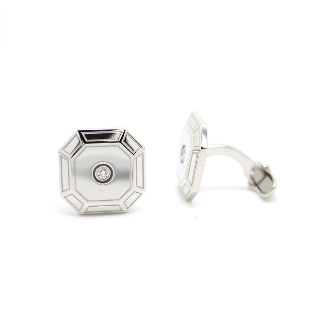 925 Sterling Silver Squared Diamond Cufflinks