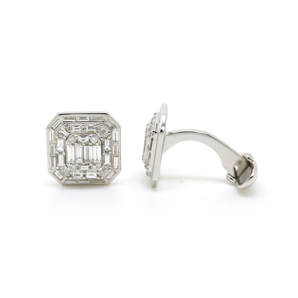 Square Baguette Cufflinks In Sterling Silver