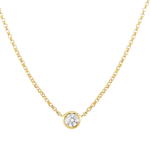 Round Diamond Spot Necklace in Yellow Gold 0.170 cts