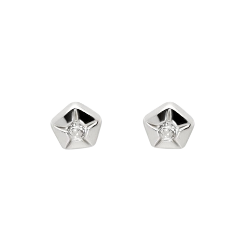 White Gold Pentagon Earrings 0.110 cts