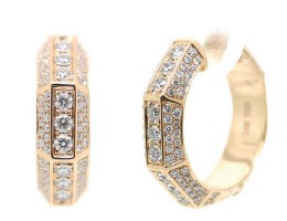 Arabesque Thick Full Diamond Earrings Yellow Gold