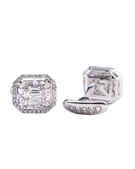 Baguette Diamond Cufflinks in 18K White Gold