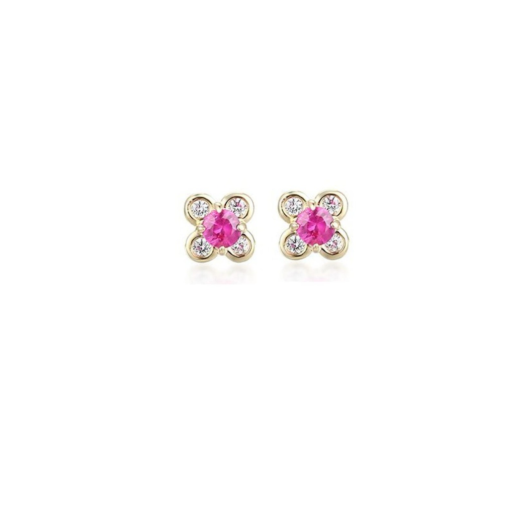 Baby Flower Earrings - Pink Sapphire