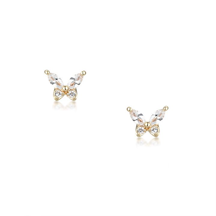 Baby Butterfly Earrings - White Sapphire