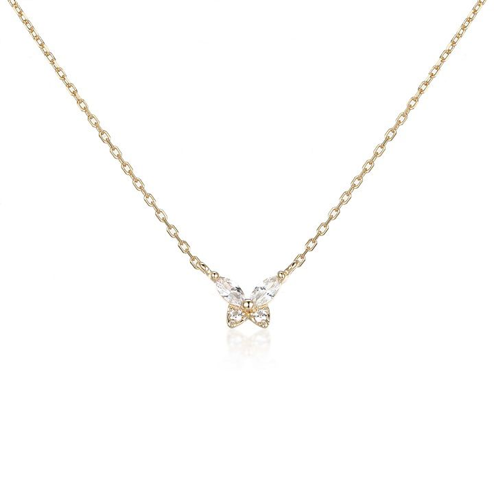 Baby Butterfly Necklace - White Sapphire