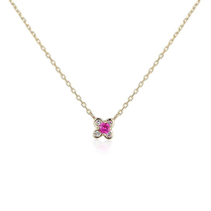 Baby Flower Necklace - Pink Sapphire