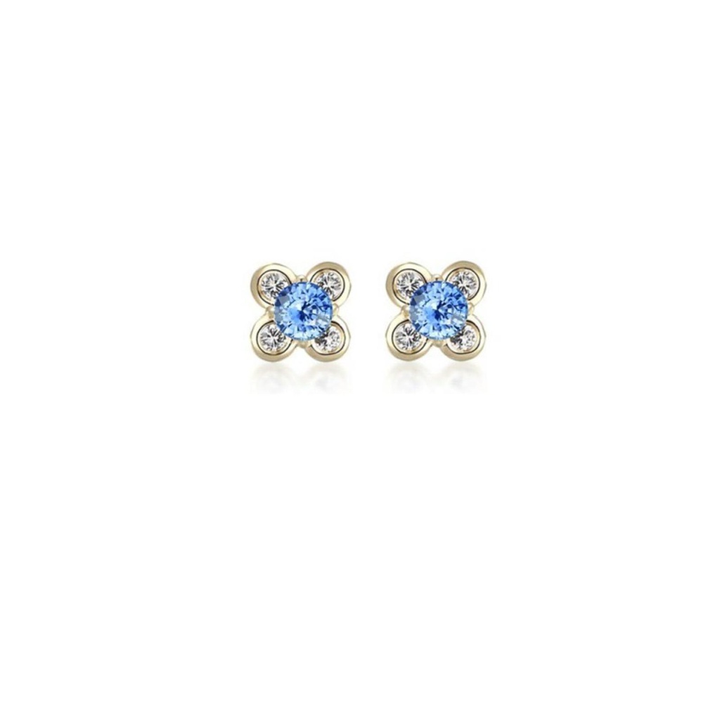 Baby Flower Earrings -  Blue Sapphire