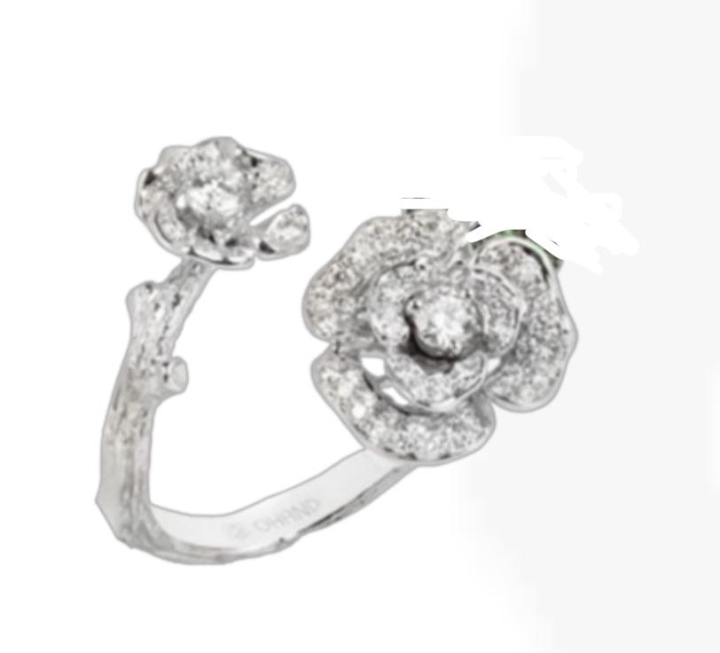 Lady Rose Small Open Ring White Gold