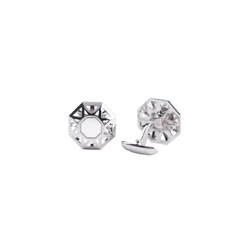 [GMCC688W] The Arabesque Eternity White Mother of Pearl Cufflinks in Sterling Silver