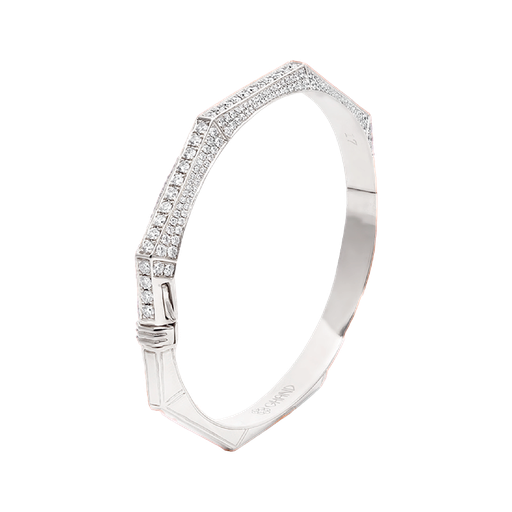 [GAC399W] Arabesque Thick Bangle - Full Diamond White Gold