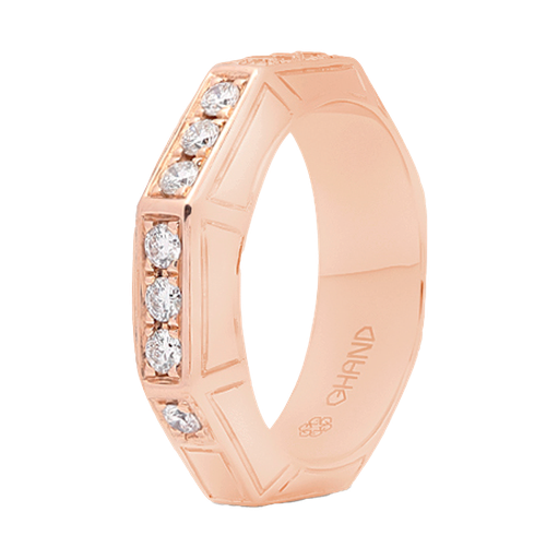 [GAC764P] Arabesque Half  Diamond Line Ring Thick Rose Gold