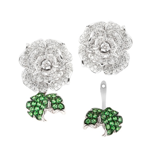 [GRC711W] Lady Rose Large Earrings White Gold