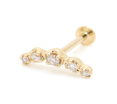 [GSE854Y] 5 Round Diamonds  Stud Earrings Yellow Gold