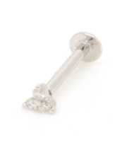 [GSE-855W1] Three Diamonds Triangular Stud Earrings White Gold