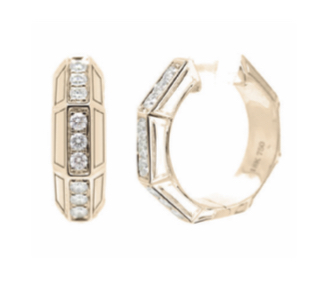 [GAC887Y] Arabesque Thick Half Diamond Earrings Yellow Gold