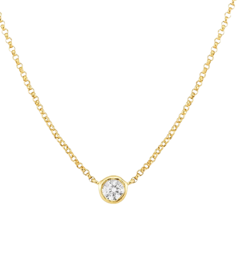 [GBC178Y] Round Diamond Spot Necklace in Yellow Gold 0.170 cts